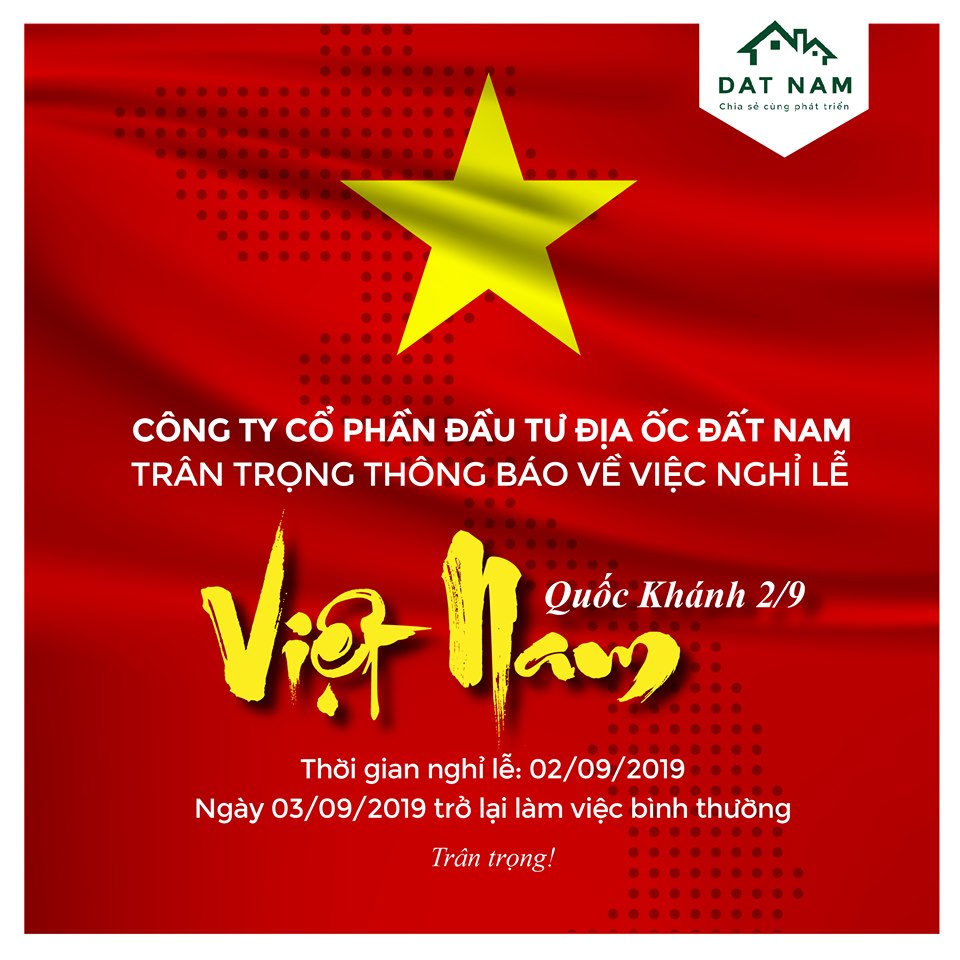 TRÂN TRỌNG THÔNG BÁO LỊCH NGHỈ LỄ QUỐC KHÁNH 2/9